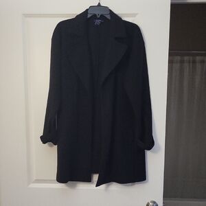 Elegant Black Open-Front Trench Coat - Unbranded